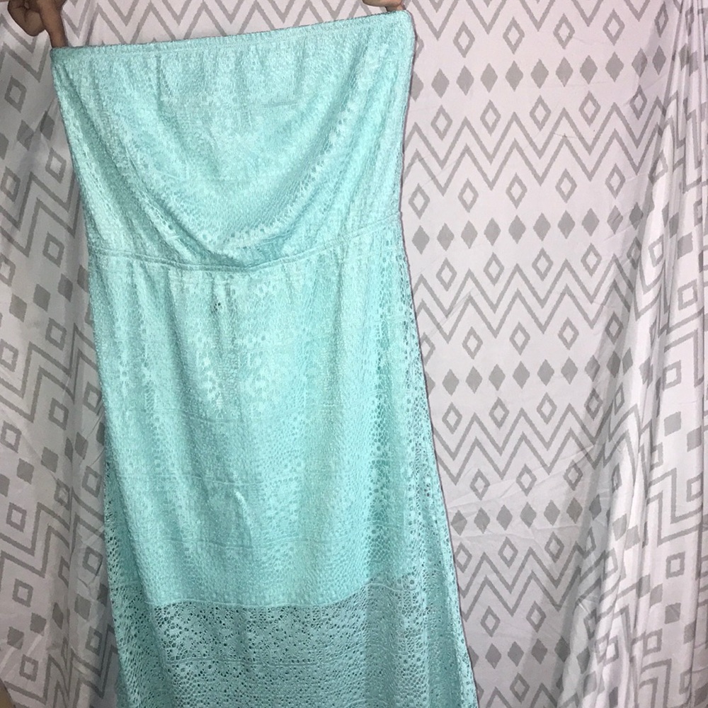 Light Blue Crochet Maxi Dress